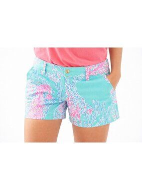Lilly Pulitzer Callahan Shorts, size 4, Minty Fresh Fansea, 5" inseam